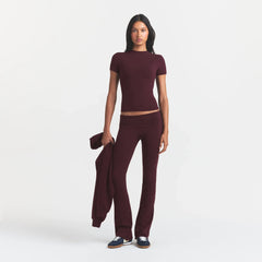 COTTON JERSEY FOLDOVER PANT | CURRANT