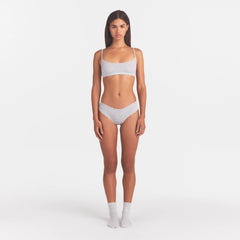 LIGHTWEIGHT COTTON POINTELLE LACE BRIEF | LIGHT HEATHER GREY
