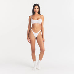 LIGHTWEIGHT COTTON LOGO PICOT SCOOP BRALETTE | SNOW