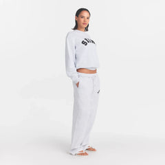 COTTON FLEECE LOGO CLASSIC STRAIGHT LEG PANT | LIGHT HEATHER GREY WITH ONYX LOGO