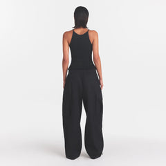 WOVEN COTTON OVERSIZED LOW RISE CARGO PANT | ONYX