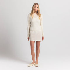 FEATHERWEIGHT CASHMERE LONG SLEEVE TOP | EGRET