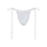 SKIMS LACE TIE SIDE TANGA | SNOW