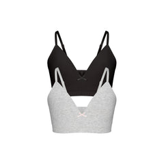 COTTON SEAMLESS JUNIORS TRAINING BRA 2-PACK | LIGHT HEATHER GREY AND SOOT