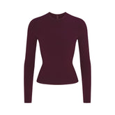COTTON JERSEY LONG SLEEVE T-SHIRT | CURRANT