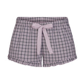 COTTON POPLIN SLEEP RUFFLE SHORT | IRIS MICA NAVY CHECK