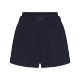 COTTON FLEECE DOUBLE WAISTBAND SHORT | NAVY