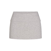 COTTON RIB FOLDOVER MINI SKIRT | LIGHT HEATHER GREY