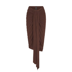 VETTESE X SKIMS SHEER MODAL DRAPED MIDI SKIRT | COCOA