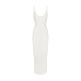 SMOOTH LAYERS SCOOP NECK LONG DRESS | EGRET