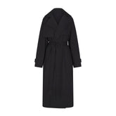 WOVEN COTTON OVERSIZED TRENCH COAT | ONYX