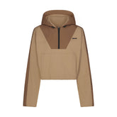 WOVEN COTTON HALF ZIP PULLOVER | DESERT