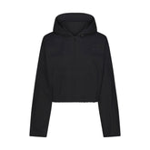 WOVEN COTTON HALF ZIP PULLOVER | ONYX
