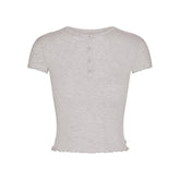 SKIMS SLEEP HENLEY AND FOLDOVER SHORT SET | LIGHT HEATHER GREY