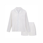 COTTON POPLIN SLEEP LONG SLEEVE AND BOXER SET | SNOW CONTRAST