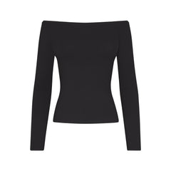 SMOOTH LAYERS OFF THE SHOULDER TOP | OBSIDIAN