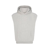 FLEECE LOUNGE MENS SLEEVELESS HOODIE | LIGHT HEATHER GREY