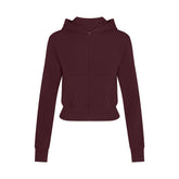 COTTON JERSEY ZIP UP HOODIE | CURRANT