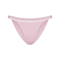 LIGHTWEIGHT COTTON LOGO PICOT STRING BIKINI | PEONY
