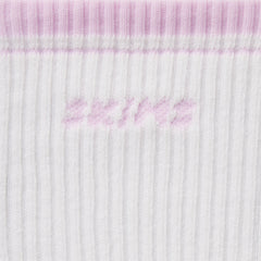 SKIMS SOCKS RIBBED CREW LOGO SOCK | SNOW AND CHERRY BLOSSOM