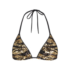 ICONIC SWIM SEQUIN TRIANGLE BIKINI TOP | BISCOTTI SEQUINED ZEBRA