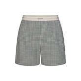 COTTON POPLIN MENS LOGO BAND BOXER | SLATE GREY CHECK
