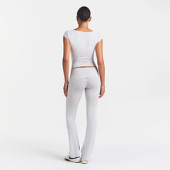COTTON JERSEY SCOOP NECK T-SHIRT | LIGHT HEATHER GREY