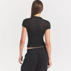SHEER RIB T-SHIRT | SOOT