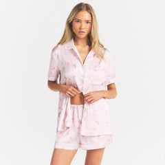 WOVEN SHINE SHORT SLEEP SET | BARELY PINK SNACK BAG