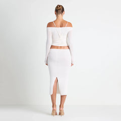 VETTESE X SKIMS SHEER MODAL OFF THE SHOULDER TOP | ECRU