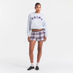 COTTON FLEECE CLASSIC CREWNECK | LIGHT HEATHER GREY ARCHED SKIMS PLAID