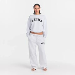 COTTON FLEECE LOGO CLASSIC CREWNECK | LIGHT HEATHER GREY WITH ONYX LOGO