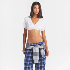 WORN IN JERSEY SUPER CROPPED V-NECK T-SHIRT | SNOW