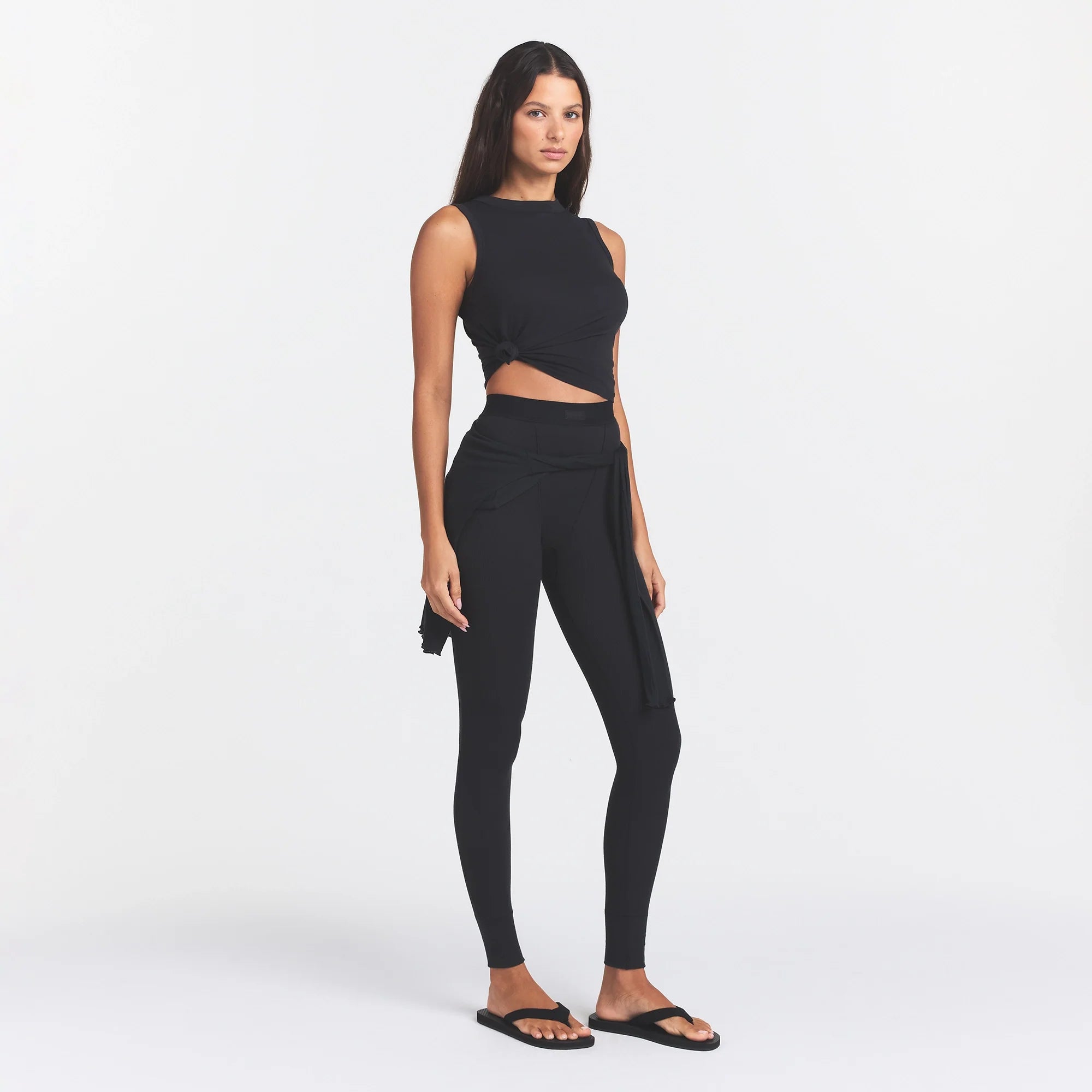 COTTON RIB LEGGING | SOOT