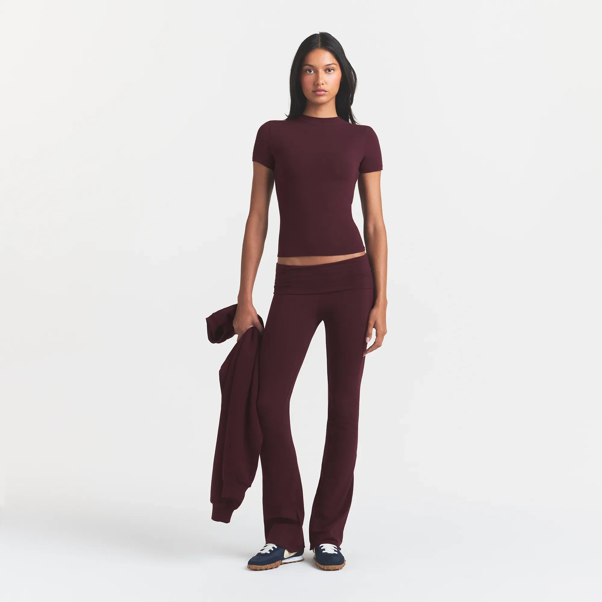 COTTON JERSEY FOLDOVER PANT | CURRANT