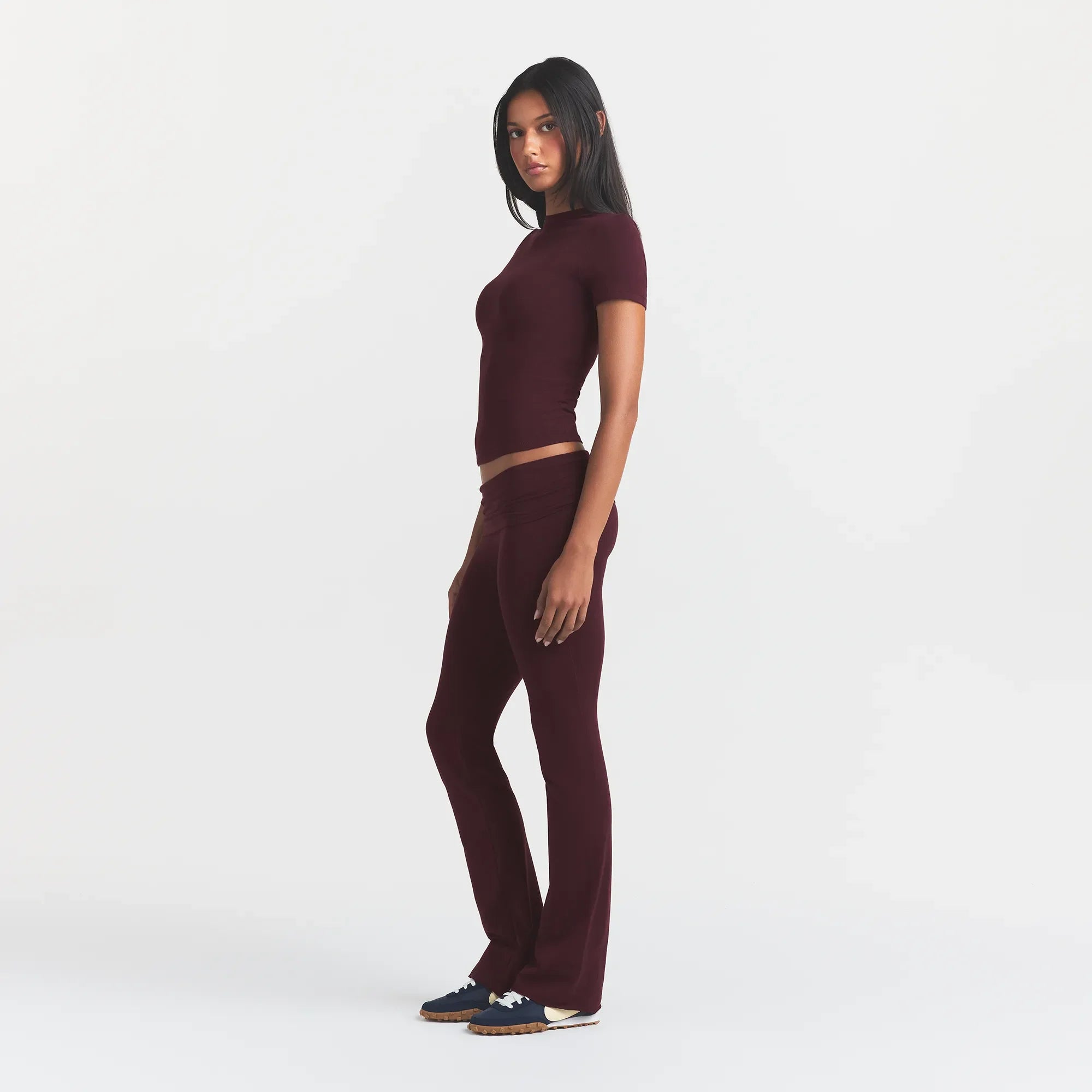 COTTON JERSEY FOLDOVER PANT | CURRANT