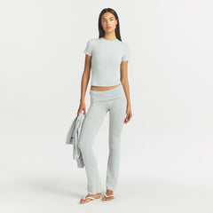 COTTON JERSEY FOLDOVER PANT | LIGHT HEATHER GREY