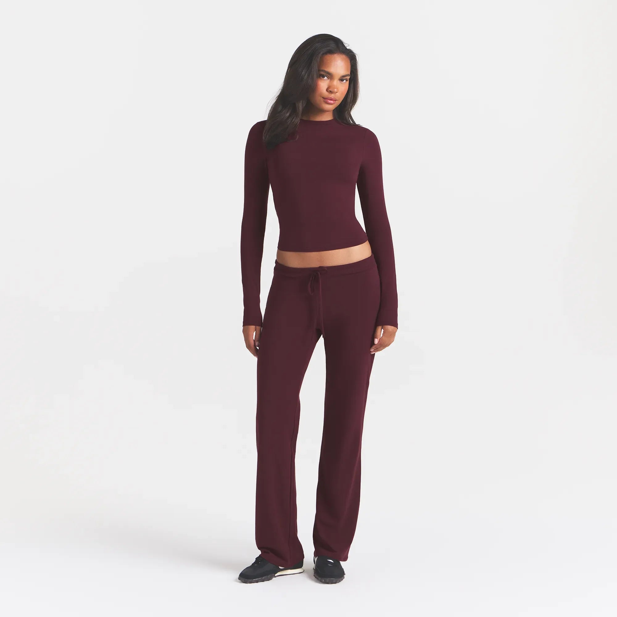 COTTON JERSEY STRAIGHT LEG PANT | CURRANT