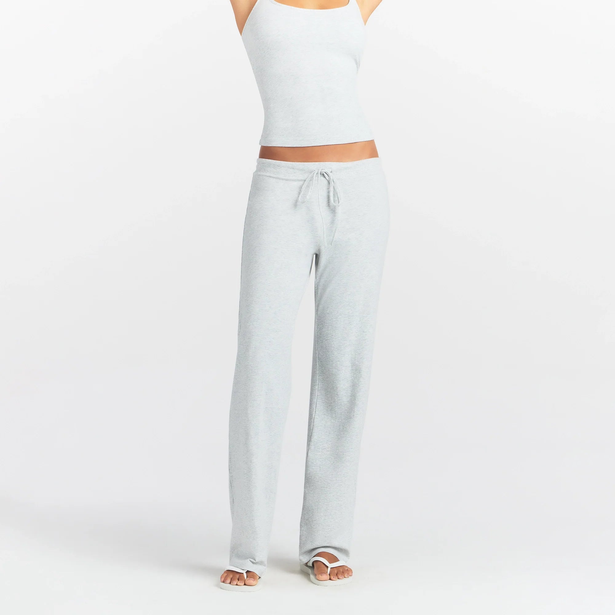 COTTON JERSEY STRAIGHT LEG PANT | LIGHT HEATHER GREY