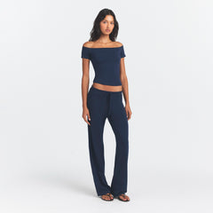 COTTON JERSEY STRAIGHT LEG PANT | NAVY