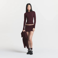 COTTON JERSEY LONG SLEEVE T-SHIRT | CURRANT