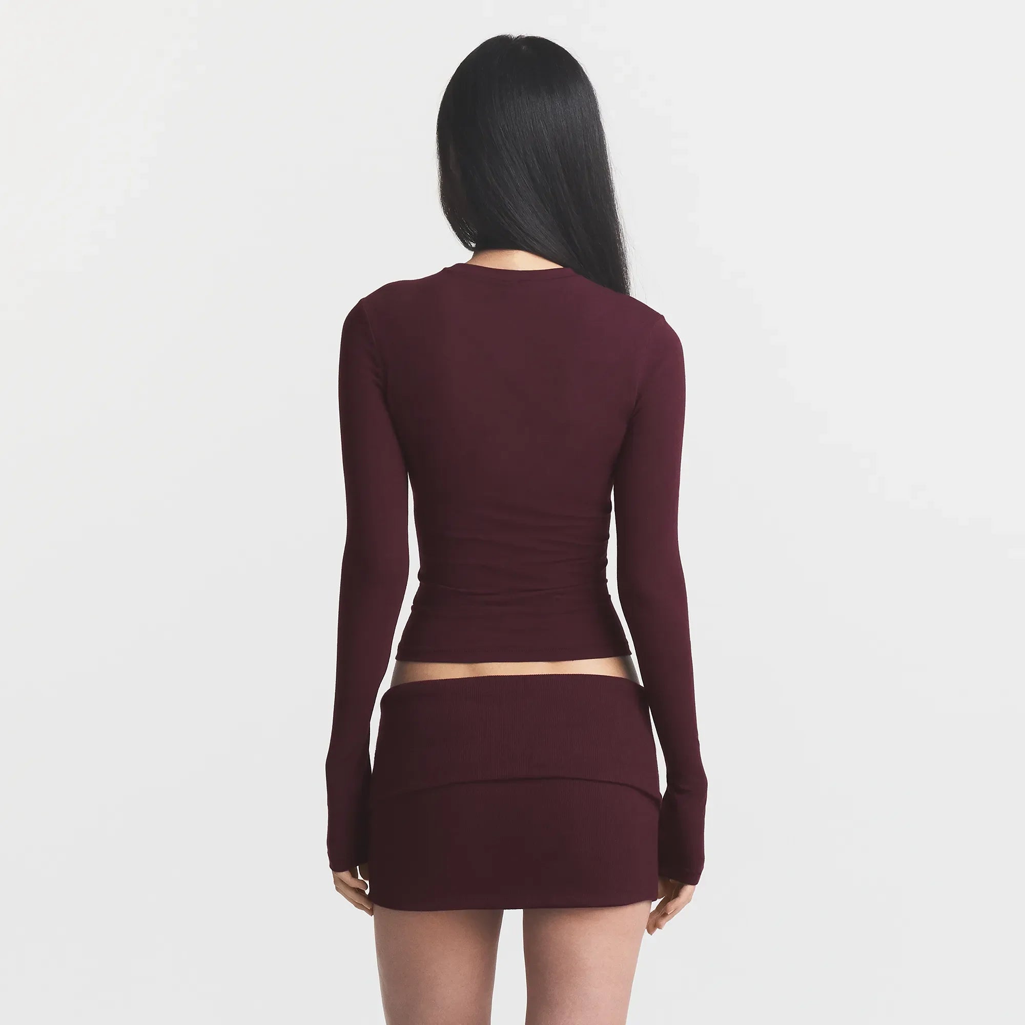 COTTON JERSEY LONG SLEEVE T-SHIRT | CURRANT
