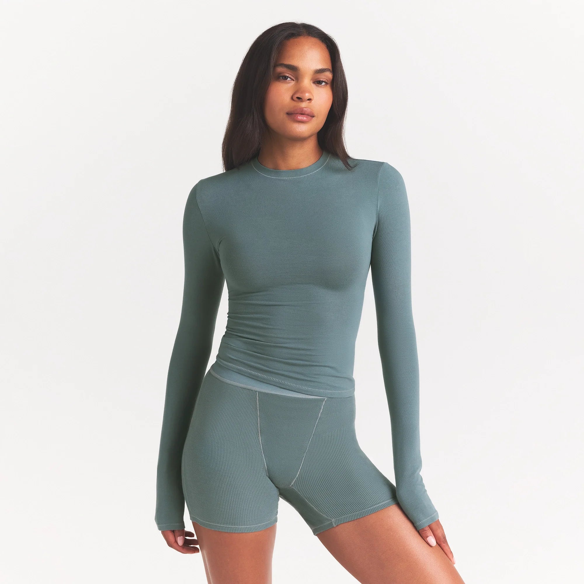 COTTON JERSEY LONG SLEEVE T-SHIRT | KYANITE