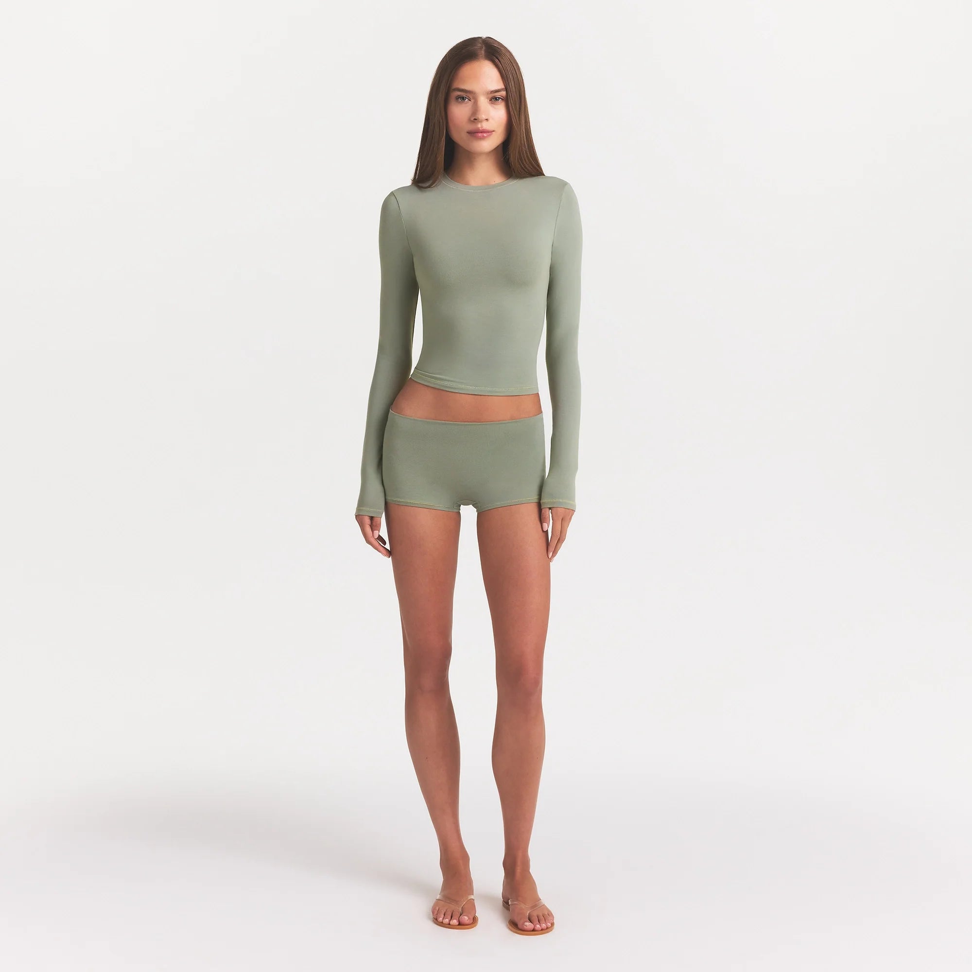 COTTON JERSEY LONG SLEEVE T-SHIRT | MINERAL
