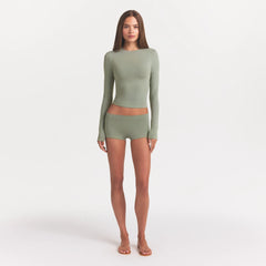 COTTON JERSEY LONG SLEEVE T-SHIRT | MINERAL