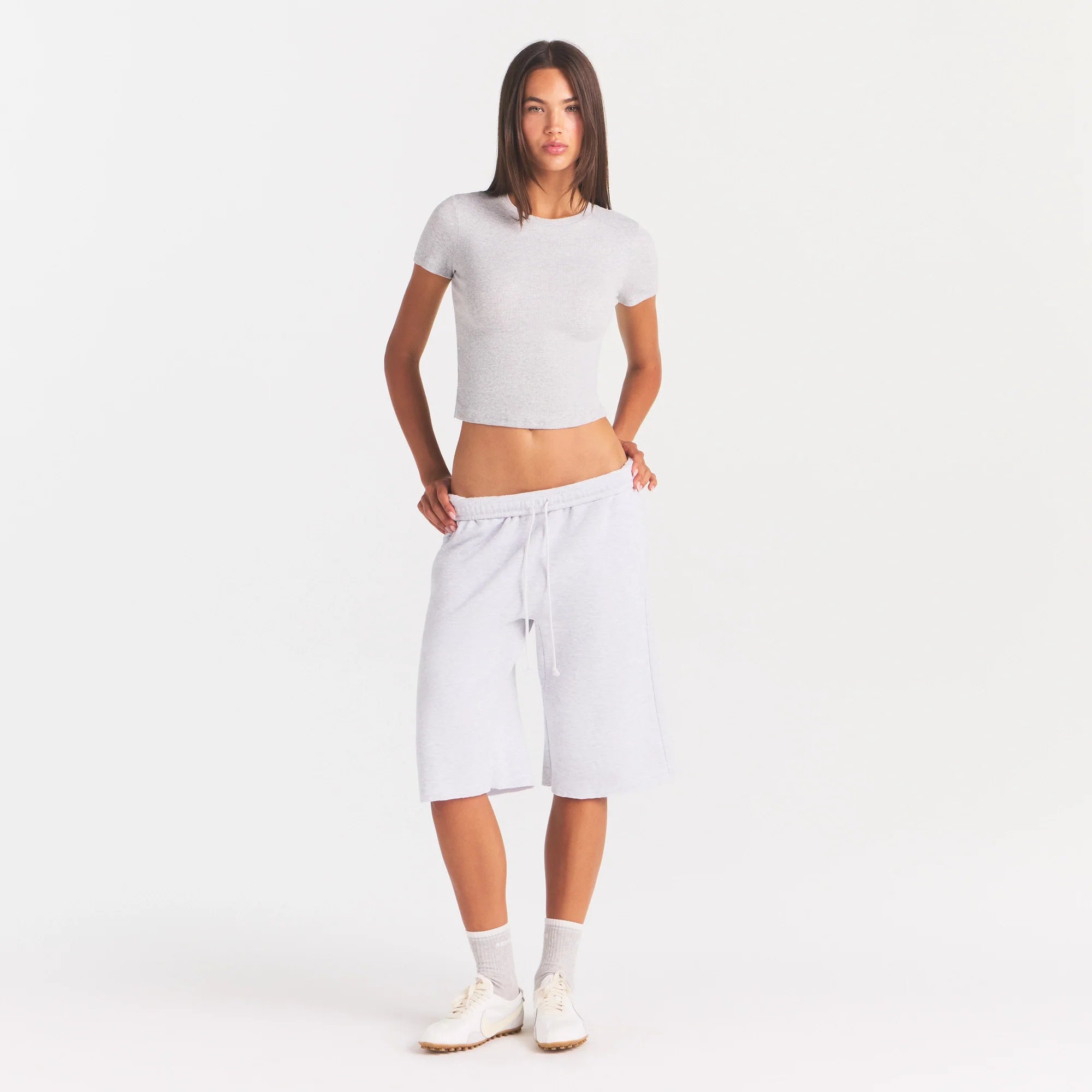 COTTON RIB T-SHIRT | LIGHT HEATHER GREY