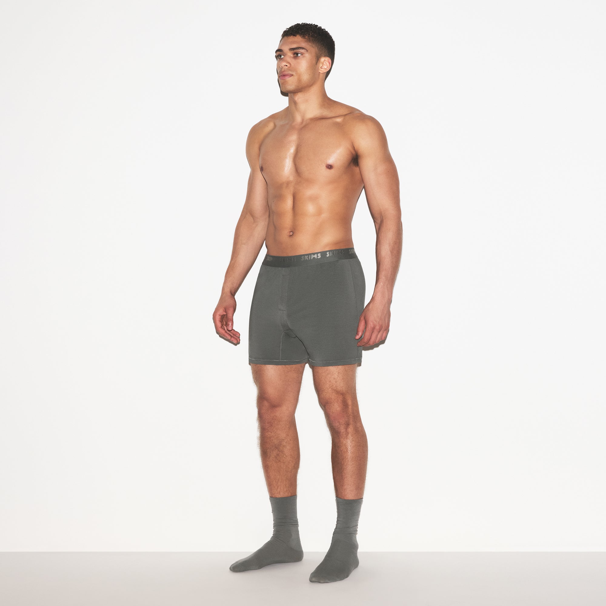 SKIMS STRETCH MENS KNIT BOXER 3-PACK | GUNMETAL MULTI
