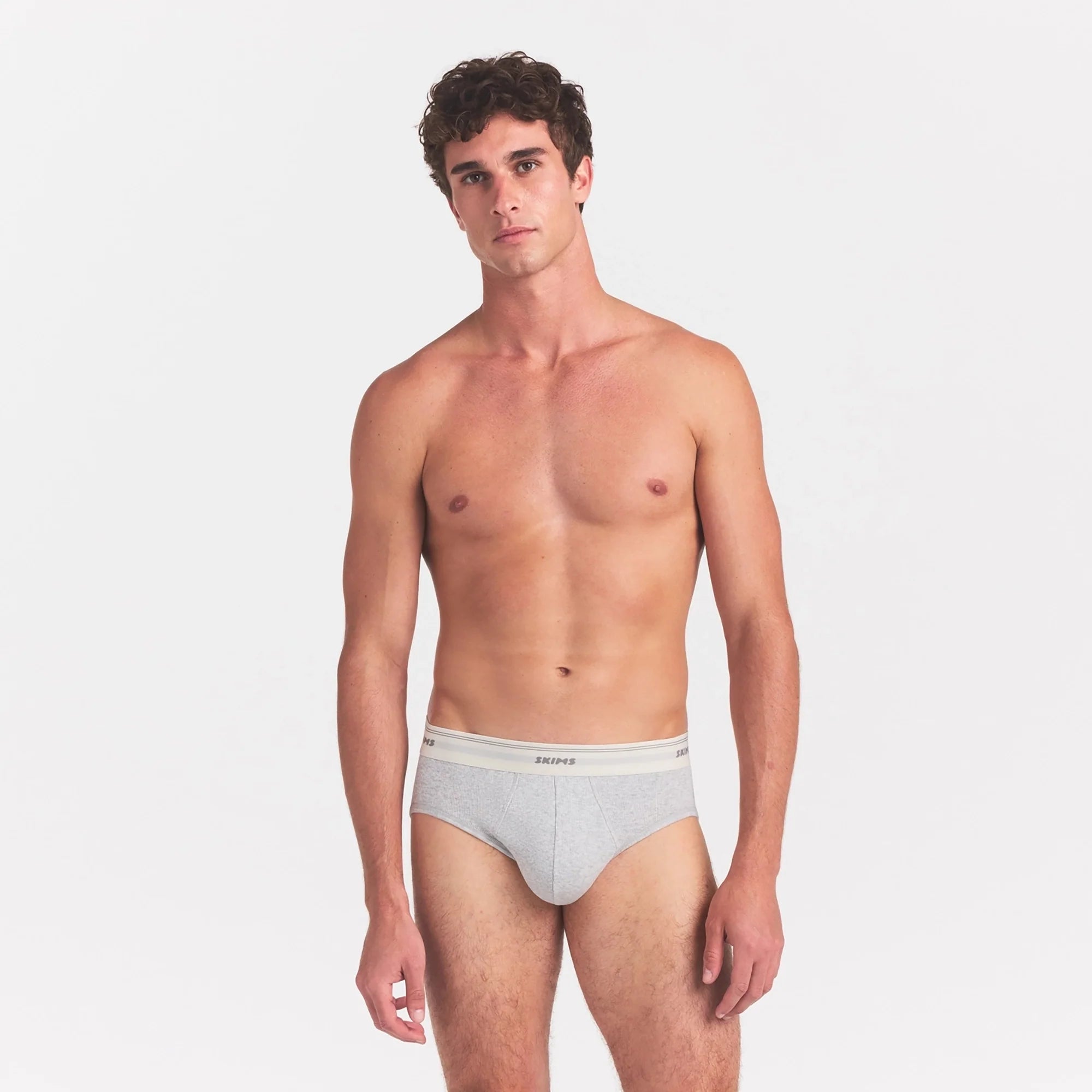 SKIMS COTTON RIB MENS BRIEF | LIGHT HEATHER GREY