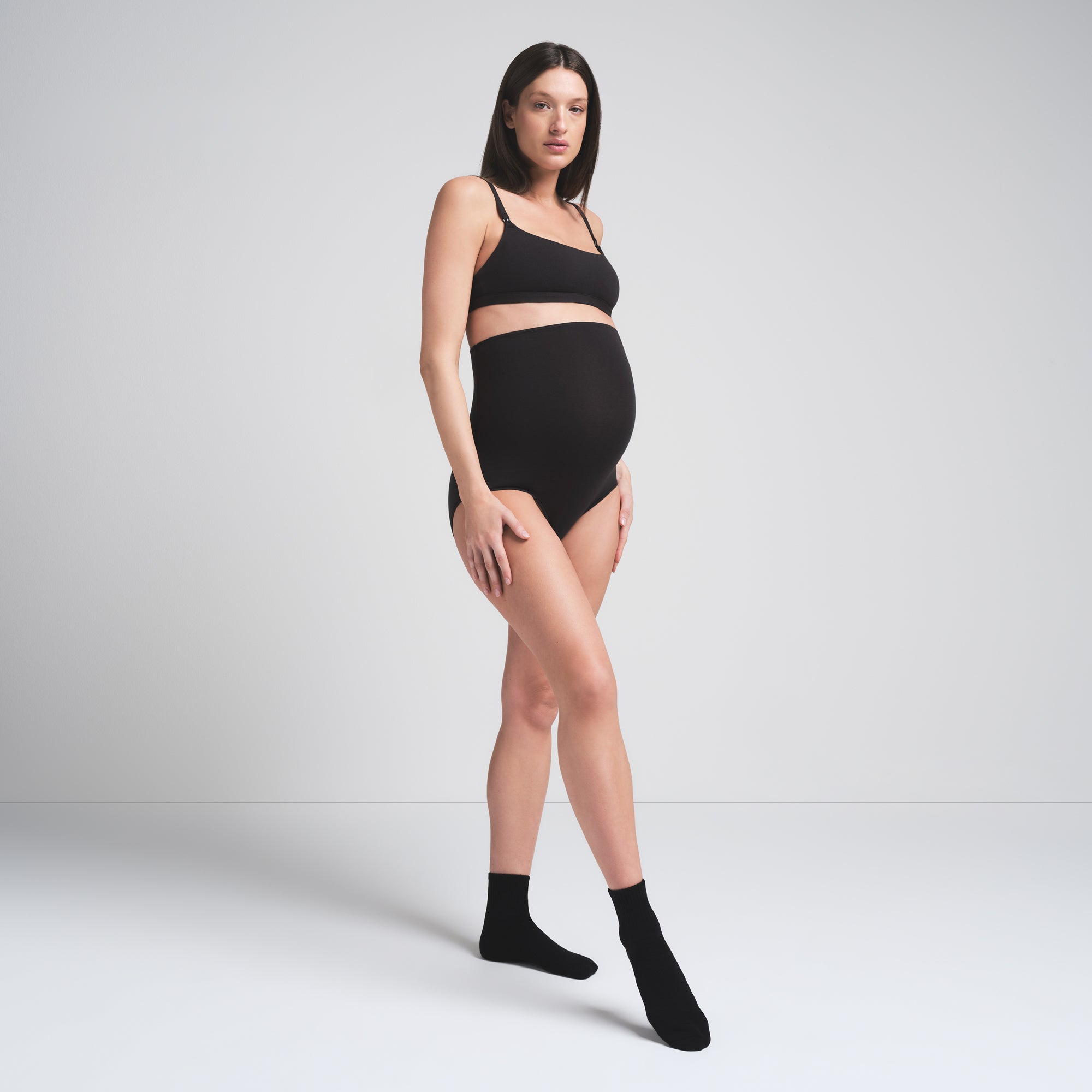 COTTON JERSEY MATERNITY HIGH-WAISTED BRIEF | SOOT