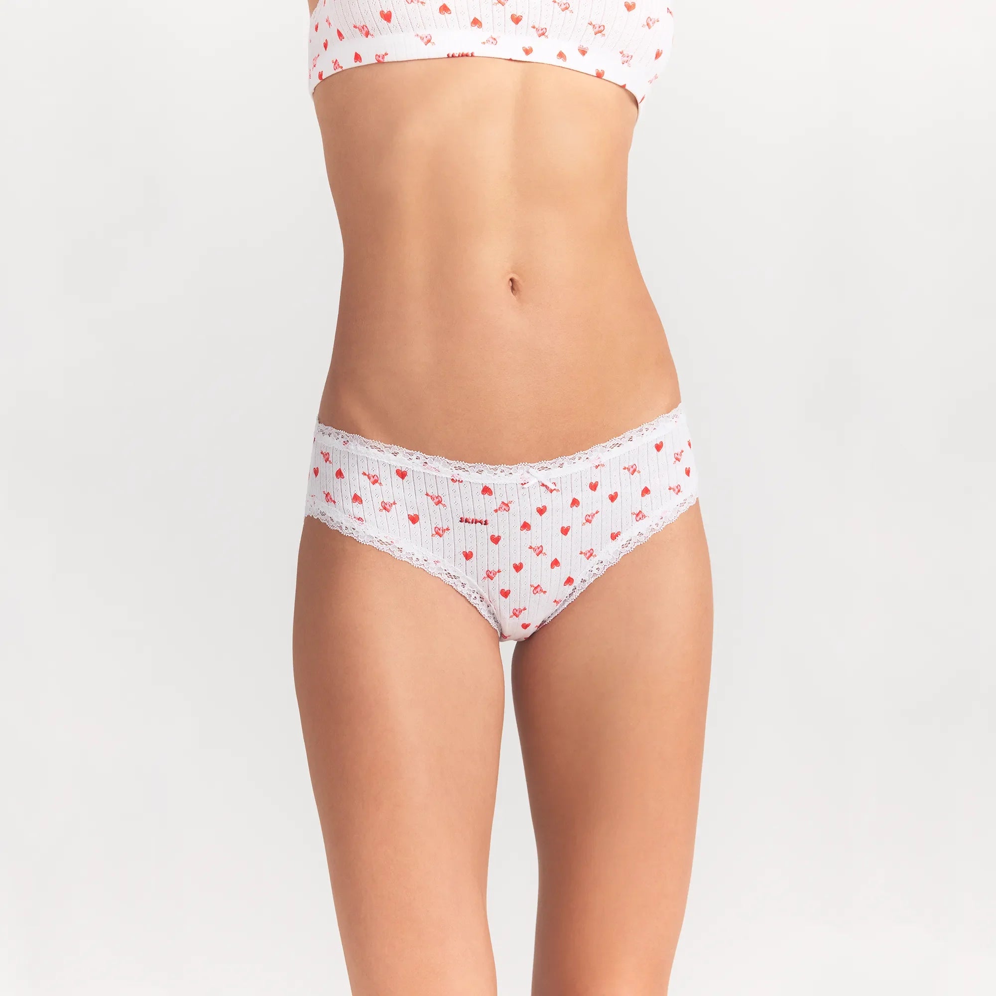 LIGHTWEIGHT COTTON POINTELLE LACE BRIEF | SNOW ARROWED HEARTS